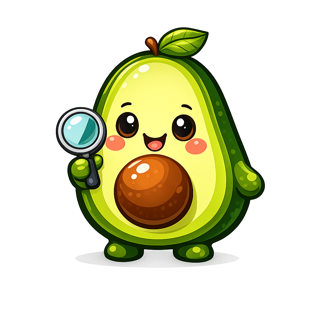 Clarity AI Mascot — friendly avocado detective